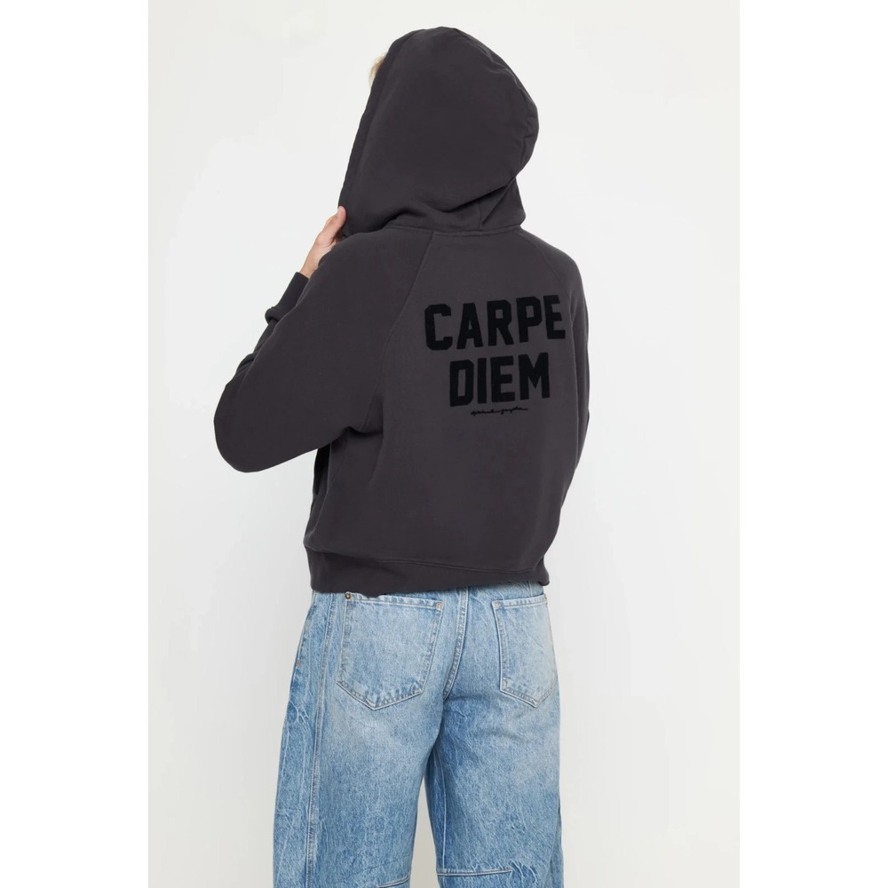 Spiritual Gangster Noir Carpe Diem Everyday Zip Hoodie in Faded Black Size Small